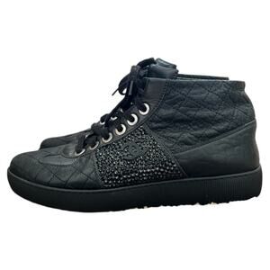 Chanel Black Quilted CC Logo Leather Sneakers, IT 39.5